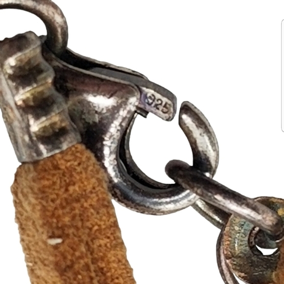 VINTAGE WOOD, FAUX PEARL & DISK BEAD NECKLACE WITH STERLING SILVER HARDWARE - Picture 5 of 6